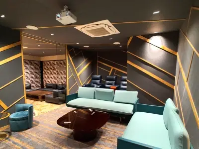 Home theater setup in Jodhpur with premium speakers and Denon AVR for immersive sound.
