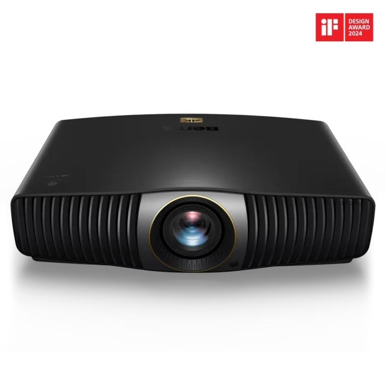 Front angle view of the premium BenQ W5800 4K Laser Projector for home theaters.
